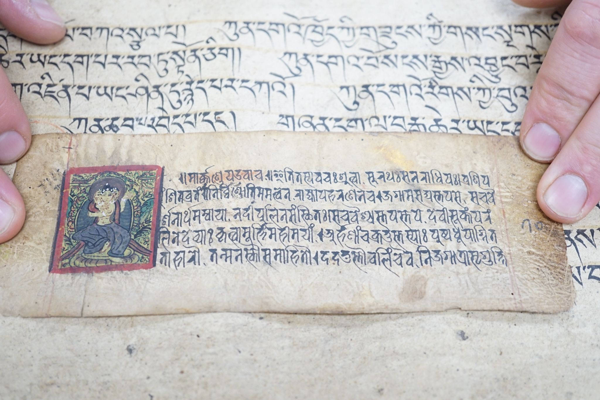 A group of Tibetan Sanskrit mantra scrolls